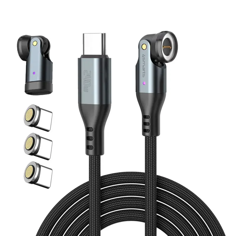 4smarts - GravityCord Magnetisk Kabel m. USB-C - 240W - 1.8m - Sort