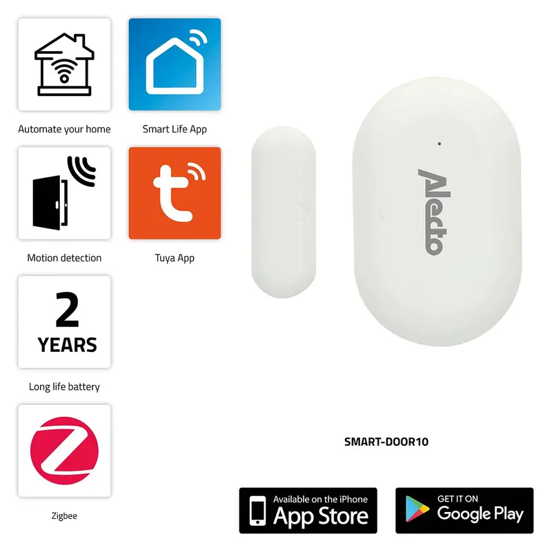 Alecto - SMART-DOOR10 Smart Zigbee dør-/vindueskontaktsensor