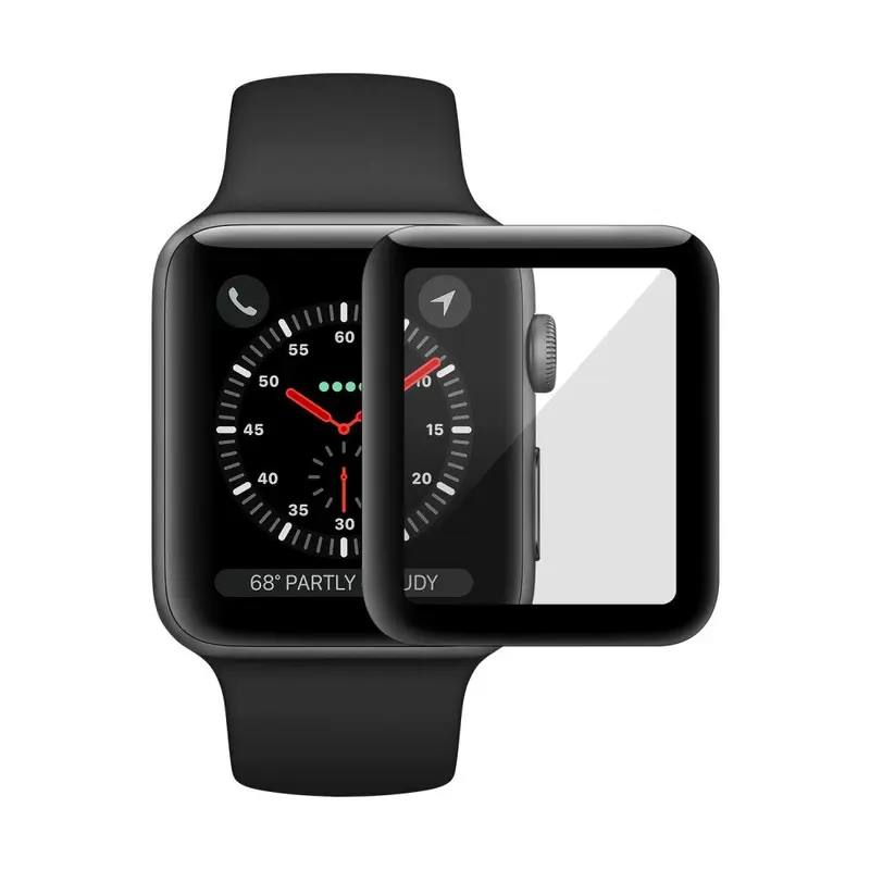 Apple Watch 3 / 2 / 1 (38mm)  Full-Fit - Skærmbeskyttelse - Sort Kant