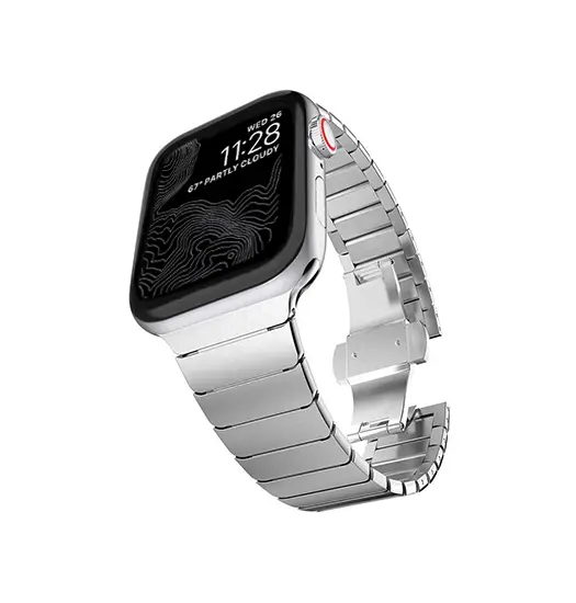 Apple Watch (42/44/SE/45/46/49mm) - NX-Tech™ Raptor Stål Rem - Sølv