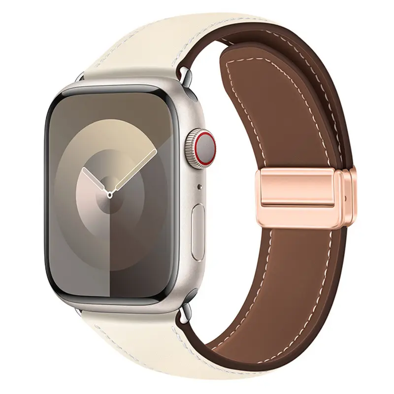 Apple Watch Læderrem Magnetlås 42/44/45/46/49mm, Beige