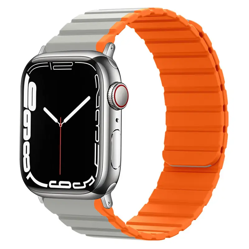 Apple Watch magnetisk silikonerem 38/40/41, Grå/Orange