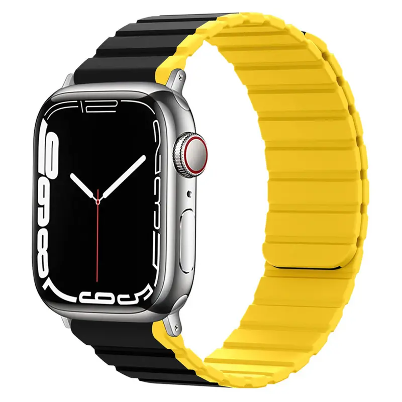 Apple Watch magnetisk silikonerem 38/40/41, Sort/gul
