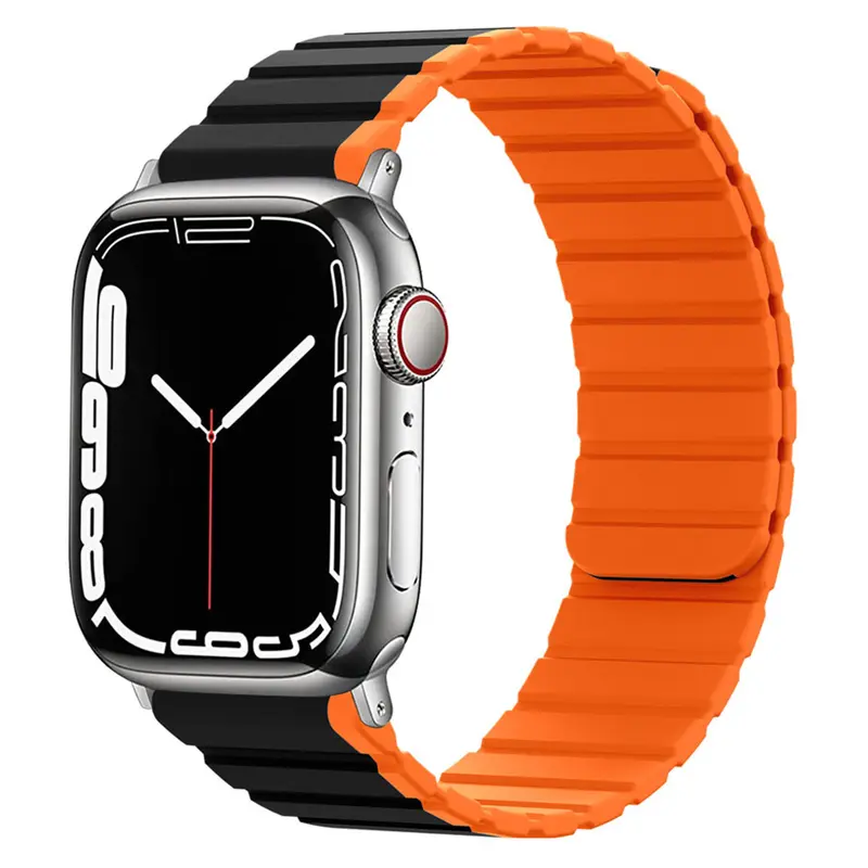 Apple Watch magnetisk silikonerem 38/40/41, Sort/orange