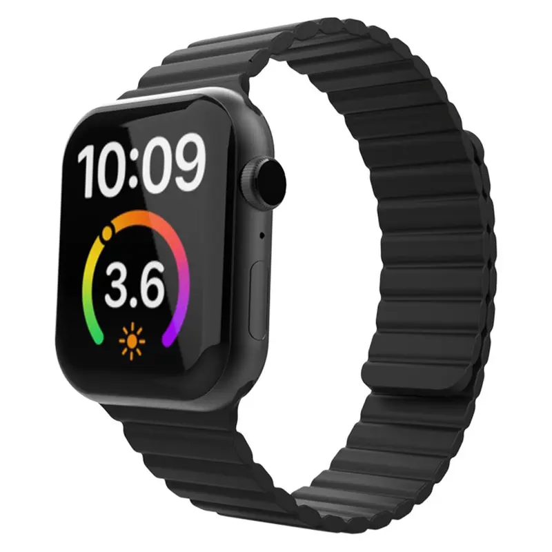 Apple Watch magnetisk silikonerem 42/44/45/49, Sort