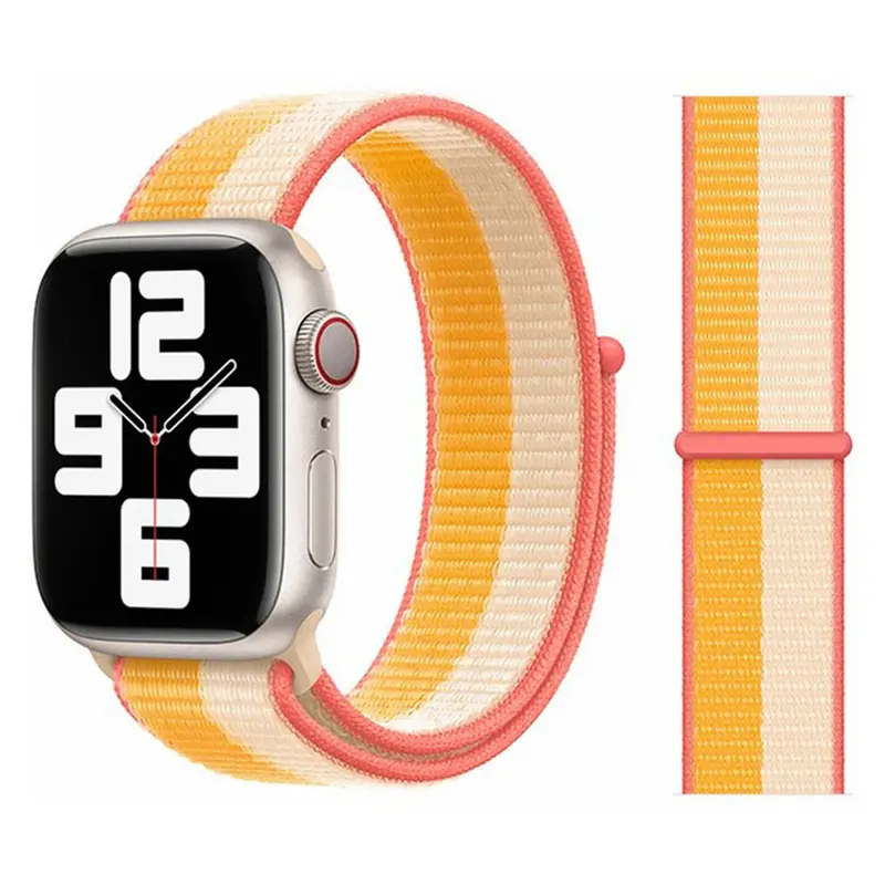 Apple Watch nylonrem 38/40/41, Hvid/Gul