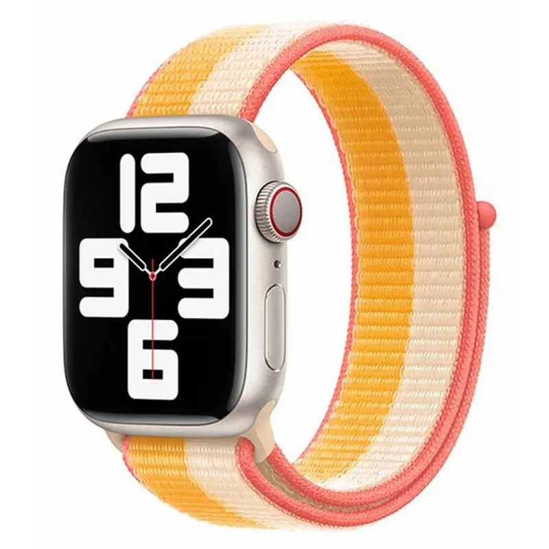 Apple Watch nylonrem 42/44/45/49, Hvid/Gul
