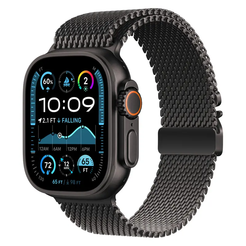 Apple Watch Rustfrit Stål inkl. Lås 42/44/45/46/49 mm, Sort