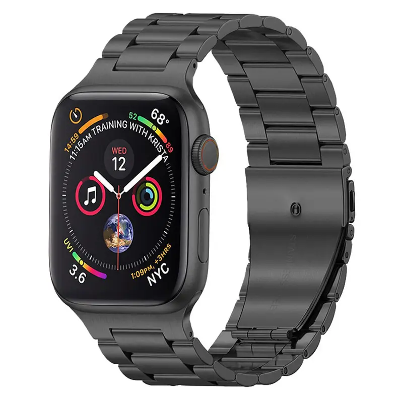 Apple Watch urlænke i rustfri stål 38/40/41, Sort