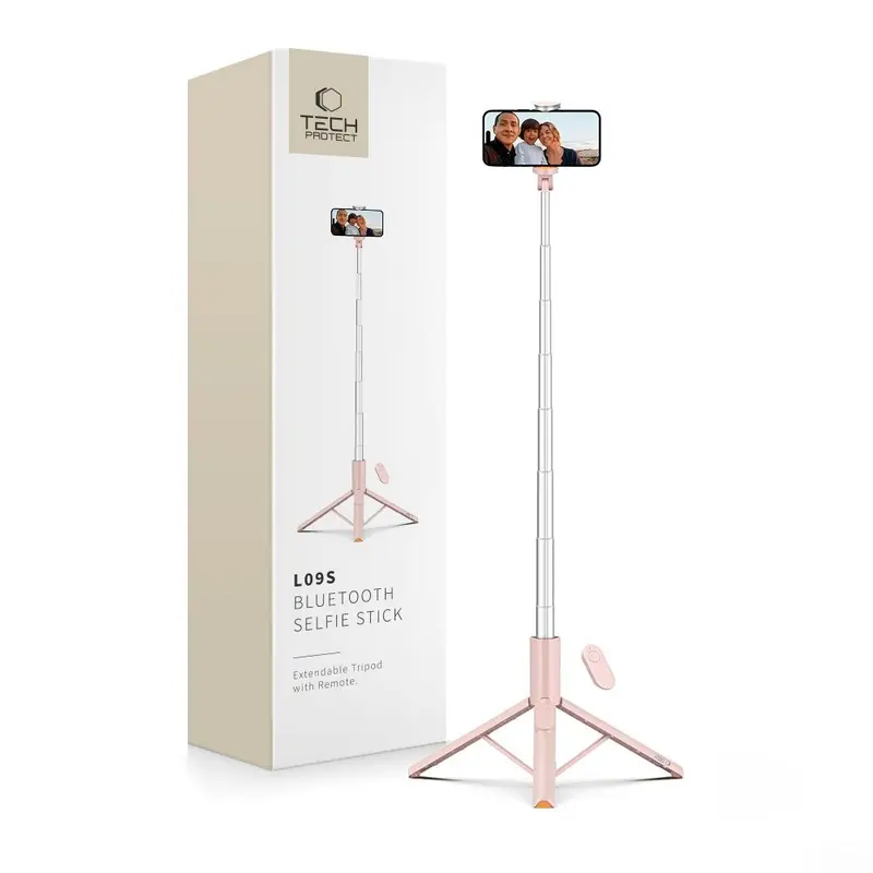 Bluetooth Selfie Stick Tripod - Tech-Protect - Lyserød