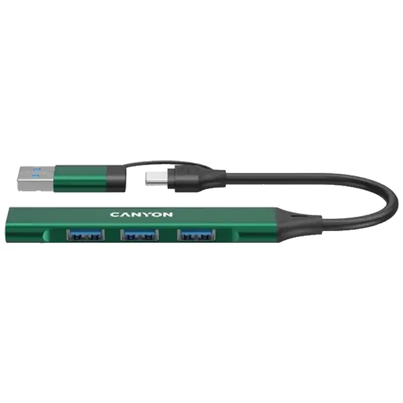 Canyon DS-02 4-i-1 USB-A/C Hub, Grøn
