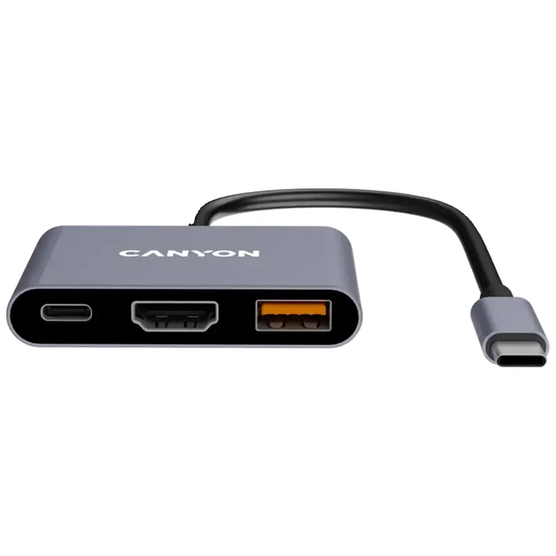 Canyon DS-4 3-i-1 USB-C Hub 100W PD, Grå