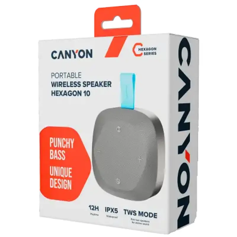Canyon Hexagon 10 Bluetooth Højttaler 8W, Grå/Blå