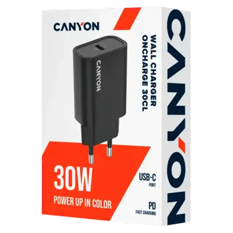 Canyon OnCharge 30CL 30W USB-C PD Oplader, Sort