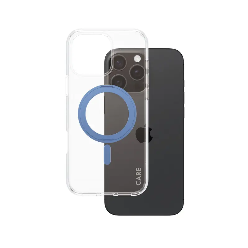 CARE™ by PanzerGlass® Case Transparent m. Blå Kickstand & MagSafe iPhone 16 Pro Max