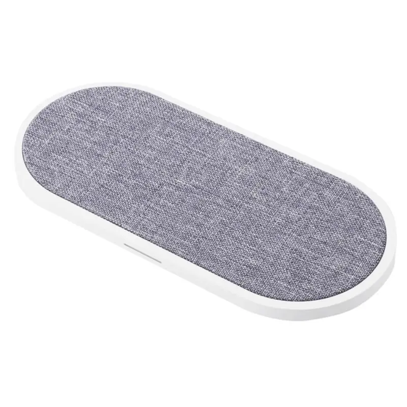 GEAR Trådløs Oplader 20W - Tekstil Overflade - Hvid / Grå