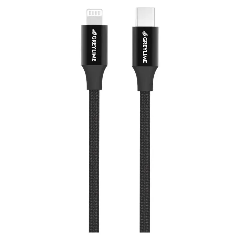 GreyLime 18W Braided USB-C til Lightning Kabel 2 meter - Sort
