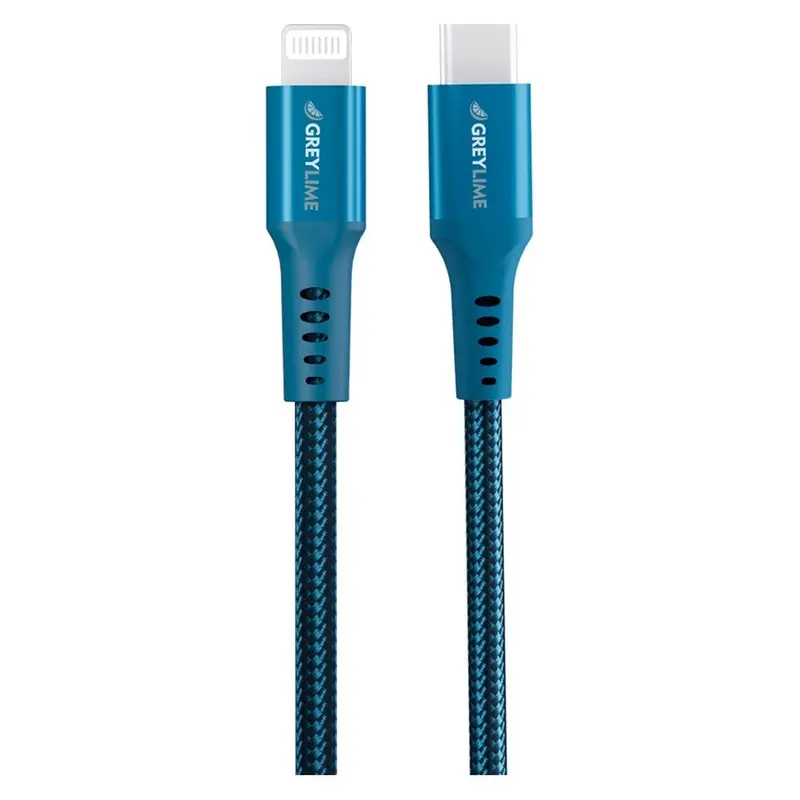 GreyLime 18W Braided USB-C til Lightning Kabel 3 meter - Blå