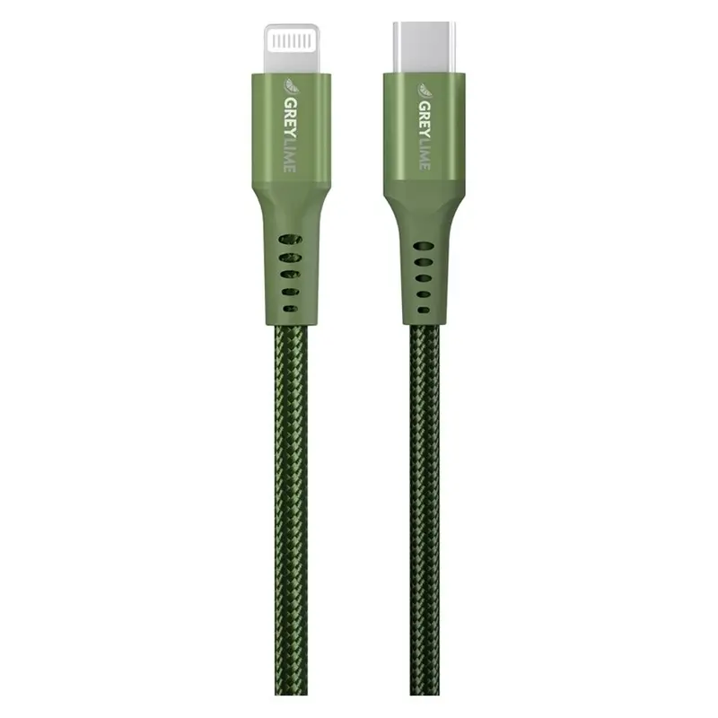 GreyLime 18W Braided USB-C til Lightning Kabel 50 centimeter - Grøn