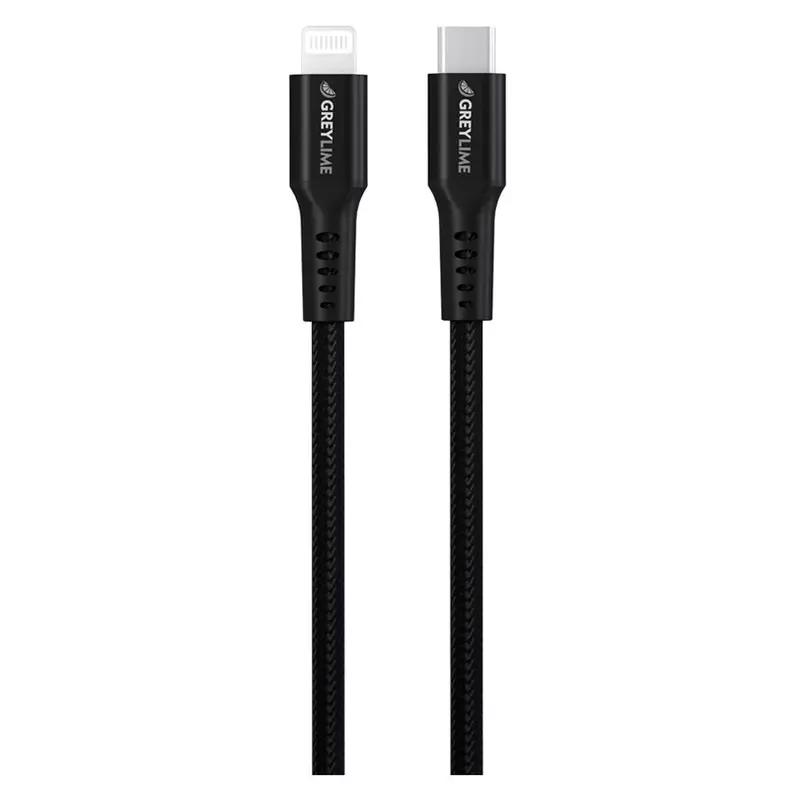 GreyLime 18W Braided USB-C til Lightning Kabel 50 centimeter - Sort