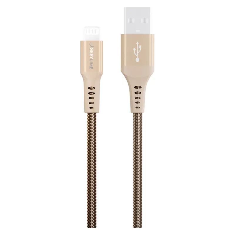 GreyLime Braided USB-A til MFi Lightning Kabel Beige, 3 m