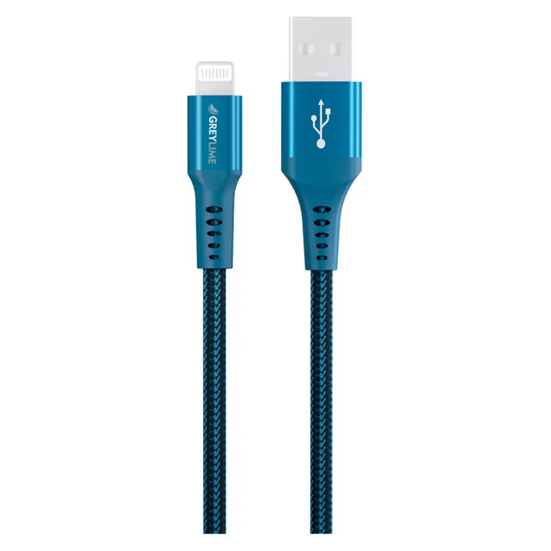 GreyLime Braided USB-A til MFi Lightning Kabel Blå, 0,5 m