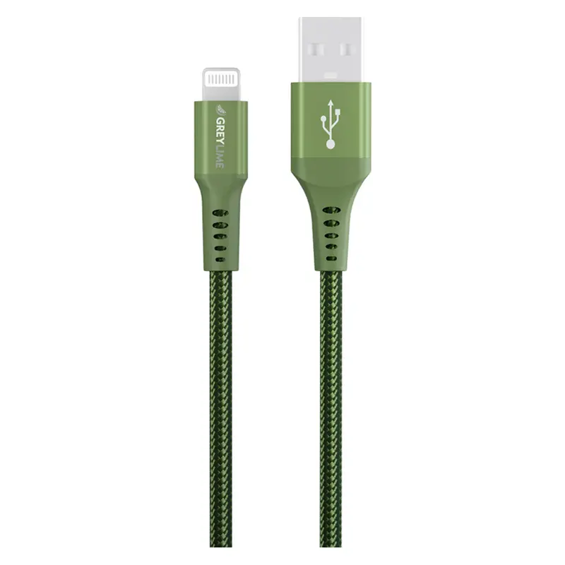 GreyLime Braided USB-A til MFi Lightning Kabel Grøn, 3 m