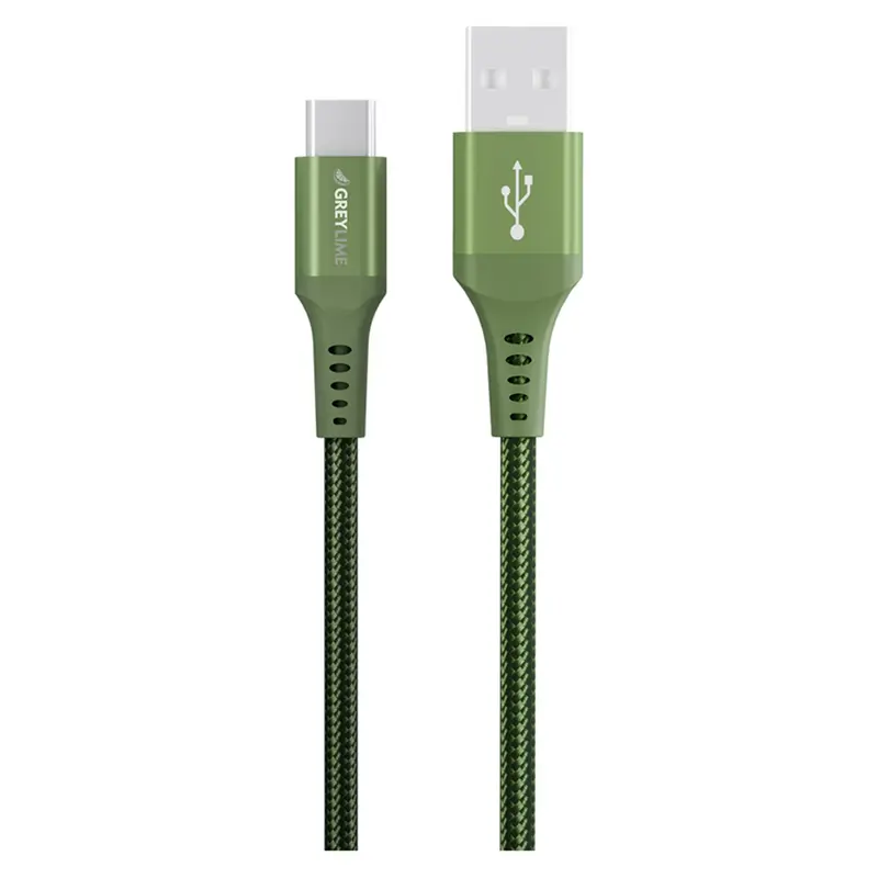 GreyLime Braided USB-A til USB-C Kabel Grøn, 0,5 m