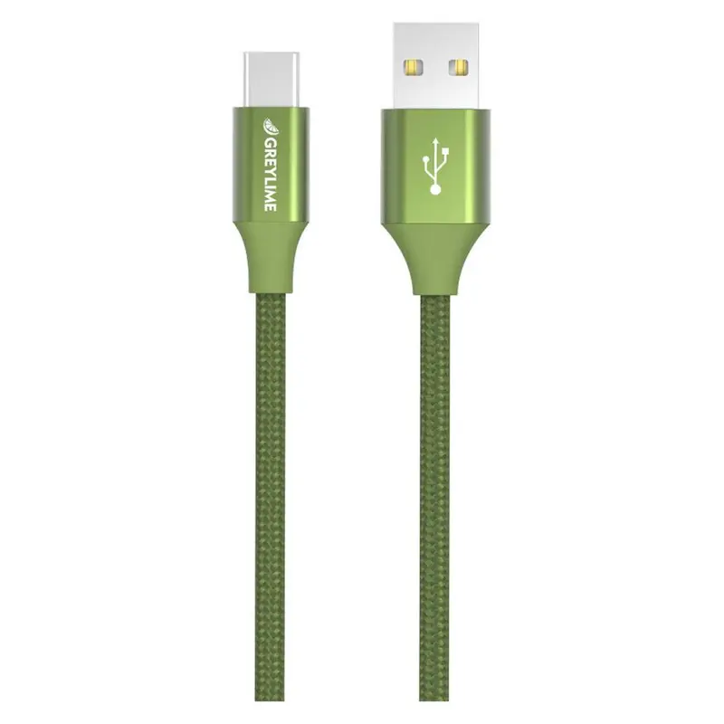 GreyLime Braided USB-A til USB-C Kabel Grøn 2 m