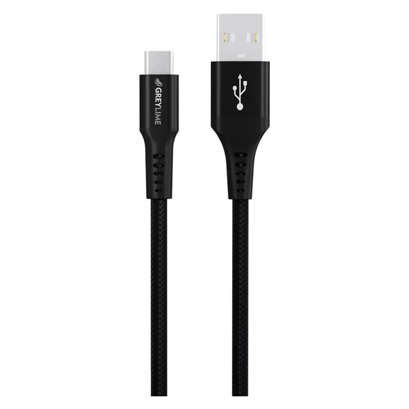 GreyLime Braided USB-A til USB-C Kabel Sort, 3 m