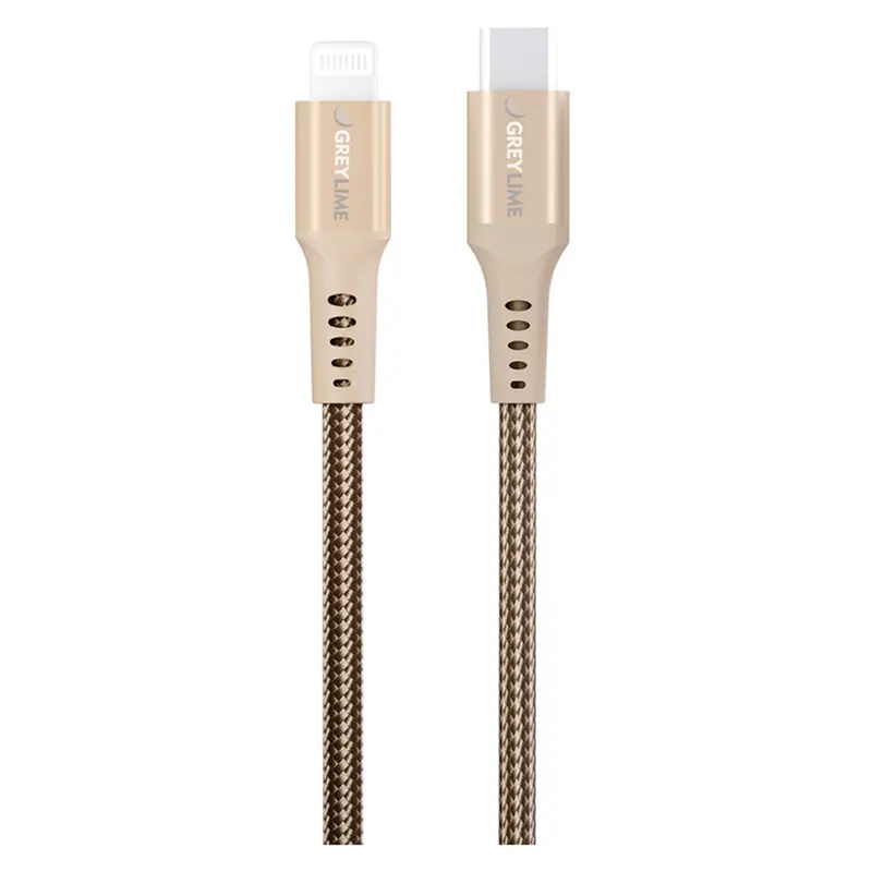 GreyLime Braided USB-C til MFi Lightning Kabel Beige, 3 m