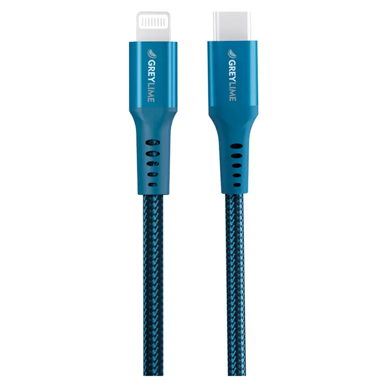 GreyLime Braided USB-C til MFi Lightning Kabel Blå, 3 m