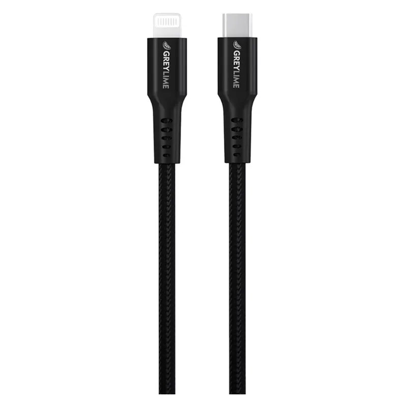 GreyLime Braided USB-C til MFi Lightning Kabel Sort, 0,5 m