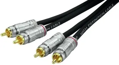 High-End Monacor Phono Kabel 5m - Stereo, Guldplatede Stik