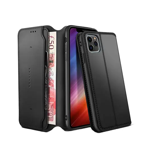 iPhone 11 Pro - Realike™ Folio Læder Cover M. Kortholder - Sort