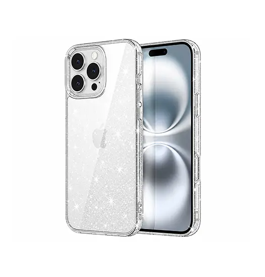 iPhone 16 Pro Max - DeLX™ Glitter Silikone Cover - Sølv