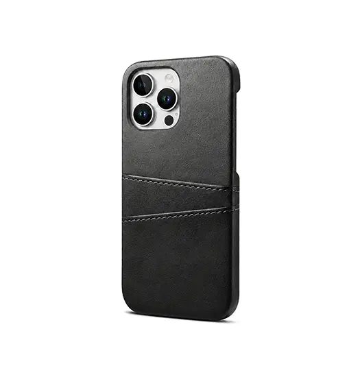iPhone 16 Pro Max - NX Design™ Læder Cover M. Kortholder - Sort
