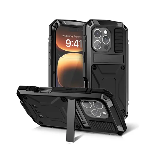iPhone 16 Pro Max - R-JUST™ Safeguard Vandtæt 360° Cover - Sort