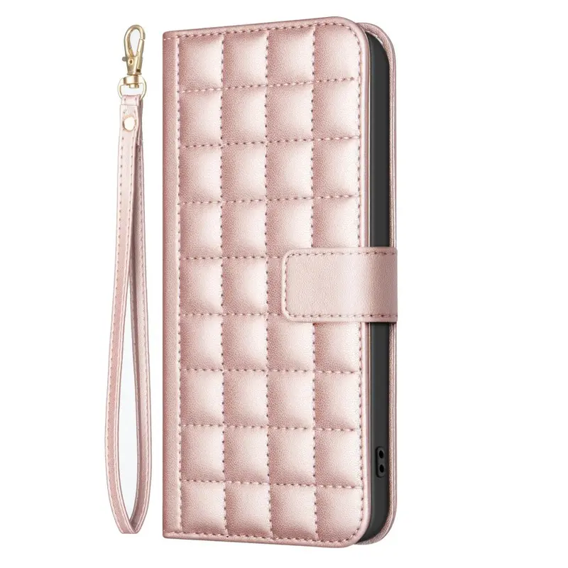 iPhone 16 Ternet Læder Cover m. Pung & Strop - Rose Gold