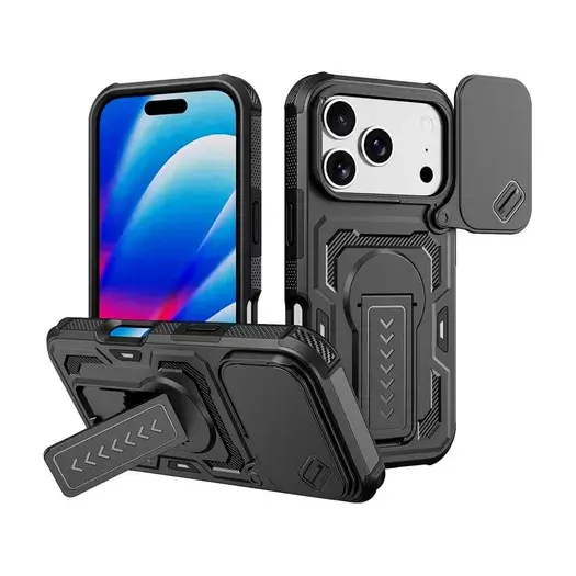 iPhone 18 Pro Max - Cam-Slide Håndværker Cover - Sort