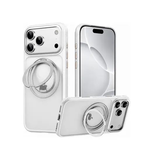 iPhone 18 Pro Max - MagSafe Cover m. 360° Ring Holder - Hvid