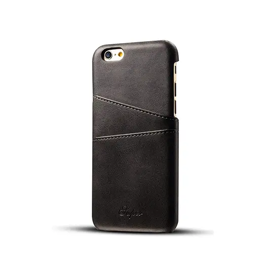 iPhone 6/6s Plus - NX Design™ Læder Cover M. Kortholder - Sort