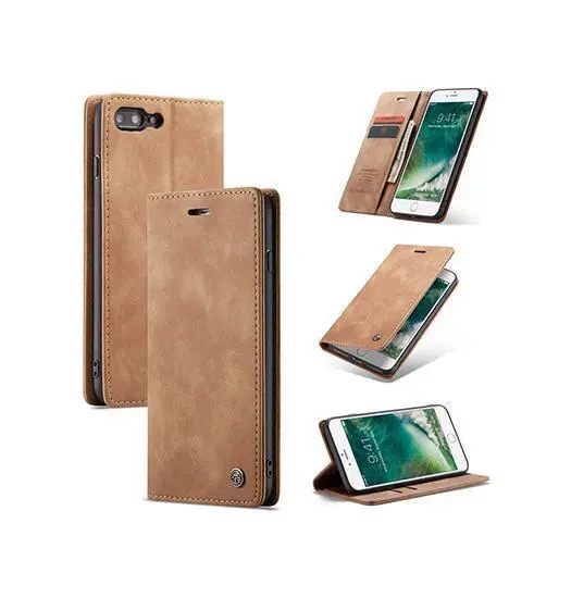 iPhone 7/8 Plus - CaseMe™ Noble Læder Etui / Pung - Brun