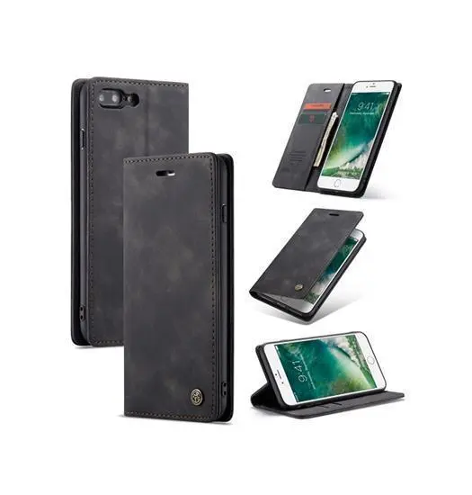 iPhone 7/8 Plus - CaseMe™ Noble Læder Etui / Pung - Sort