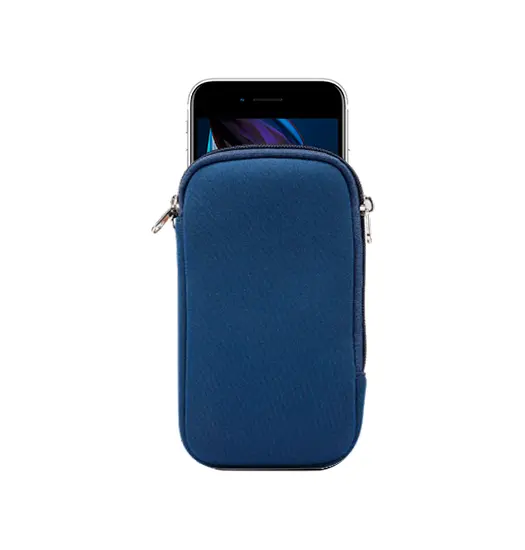 iPhone 7/8 Plus - Simple Nylon Sleeve Etui M. Lynlås - Navy / Blå