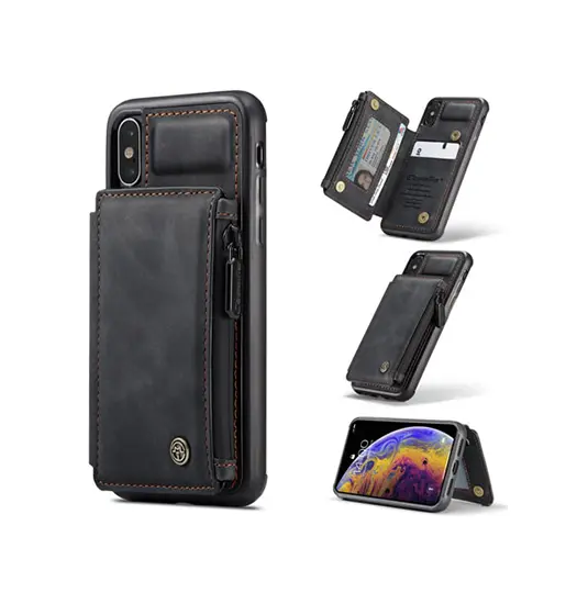 iPhone X/XS - CaseMe™ Æra Læder Etui M. Bag Pung