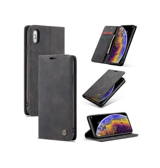 iPhone X/Xs - CaseMe™ Noble Læder Etui / Pung - Sort