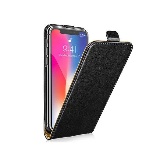 iPhone X/Xs - Diary Vertikal Læder Flipcover Etui - Sort