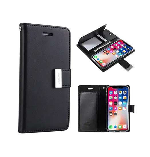 iPhone XS Max - MERCURY™ Fold Læder Etui M. Kortholder - Sort