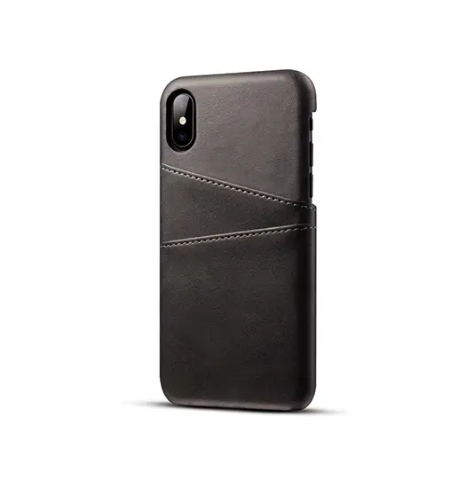 iPhone XS Max - NX Design™ Læder Cover M. Kortholder - Sort